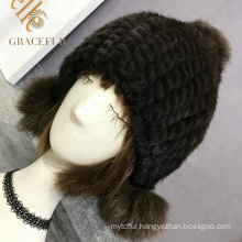 Multi color headwear girls black real fur hat